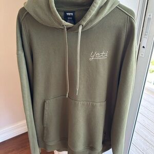 Yeti Men's Olive Green Crewneck Hoodie with Script Logo